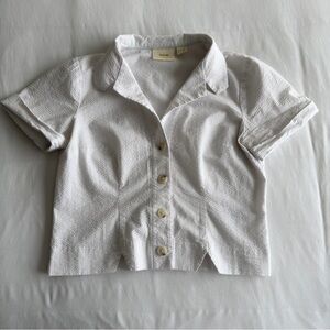 Maeve Textured Cream Button-Down Shirt for Kids